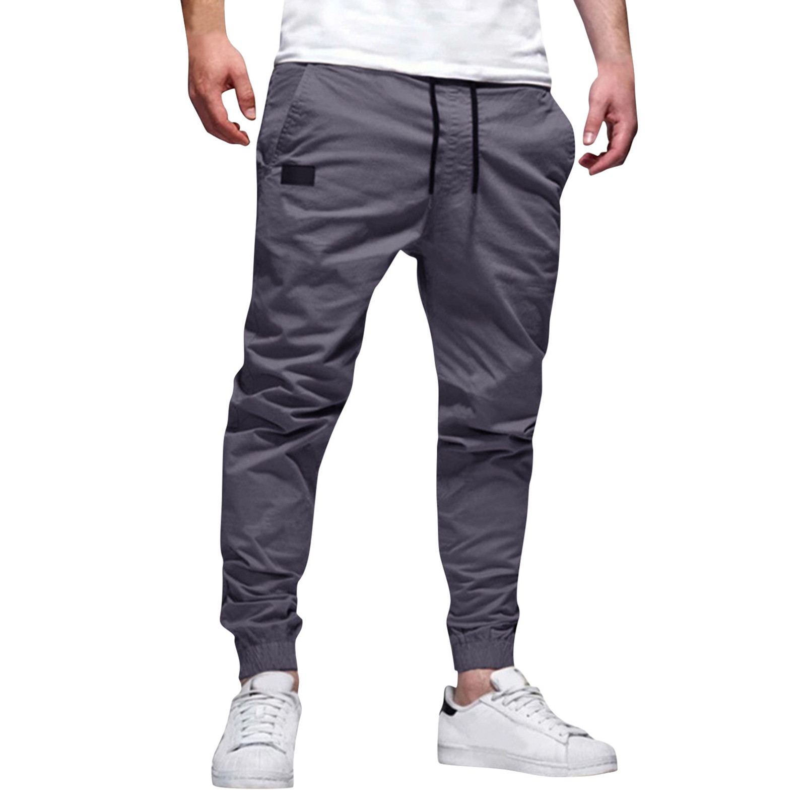 thumbnail image 2 of Pantalones informales de corte recto y cintura media para hombre - Largo completo, botones/bolsillos decorativos - Algodón - Tallas M-XXXL, 2 of 8